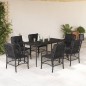 vidaXL Set de comedor de jardín 7 pzas y cojines ratán sintético negro vidaXL Set de comedor de jardín 7 pzas y cojines ratán sintético negro