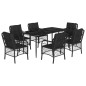 vidaXL Set de comedor de jardín 7 pzas y cojines ratán sintético negro vidaXL Set de comedor de jardín 7 pzas y cojines ratán sintético negro
