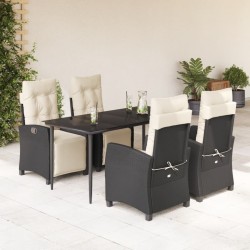 vidaXL Set de muebles jardín 5 pzas con cojines ratán sintético negro
