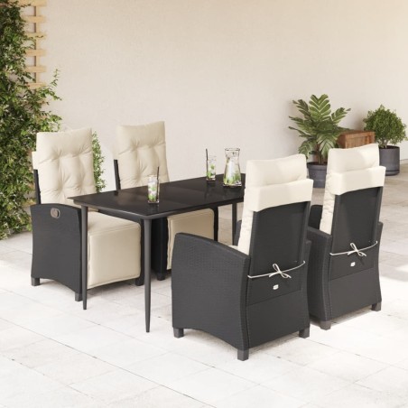 vidaXL Set de muebles jardín 5 pzas con cojines ratán sintético negro