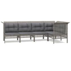 vidaXL Set de muebles de jardín 5 pzas y cojines ratán sintético gris