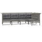 vidaXL Set de muebles de jardín 5 pzas y cojines ratán sintético gris vidaXL Set de muebles de jardín 5 pzas y cojines ratán sintético gris
