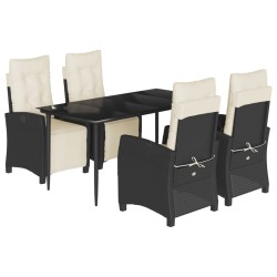 vidaXL Set de muebles jardín 5 pzas con cojines ratán sintético negro