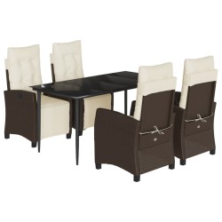 vidaXL Set comedor de jardín 5 piezas y cojines ratán sintético marrón