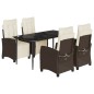 vidaXL Set comedor de jardín 5 piezas y cojines ratán sintético marrón vidaXL Set comedor de jardín 5 piezas y cojines ratán sintético marrón