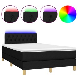 vidaXL Cama box spring con colchón y luces LED tela negro 120x190 cm