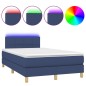 vidaXL Cama box spring con colchón y luces LED tela azul 120x190 cm vidaXL Cama box spring con colchón y luces LED tela azul 120x190 cm