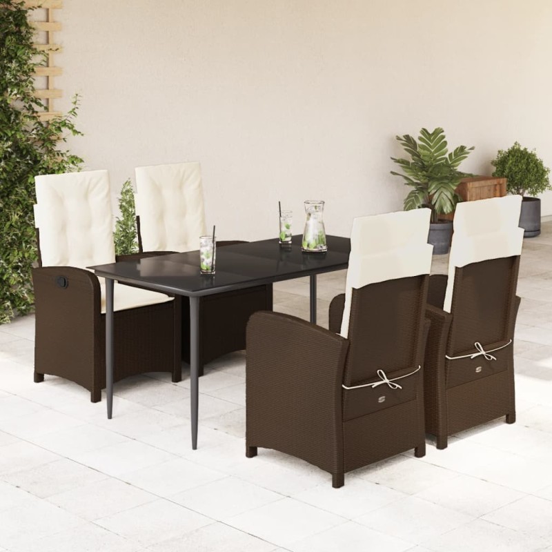 vidaXL Set comedor de jardín 5 piezas y cojines ratán sintético marrón vidaXL Set comedor de jardín 5 piezas y cojines ratán sintético marrón