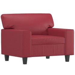 vidaXL Sillón cuero sintético rojo tinto 60 cm