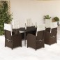 vidaXL Set comedor de jardín 7 pzas con cojines ratán sintético marrón vidaXL Set comedor de jardín 7 pzas con cojines ratán sintético marrón