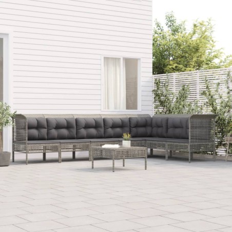 vidaXL Set de muebles de jardín 8 pzas y cojines ratán sintético gris