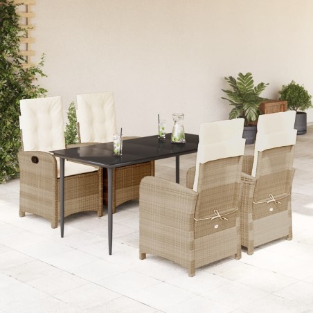 vidaXL Set comedor de jardín 5 pzas con cojines ratán sintético beige