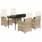 vidaXL Set comedor de jardín 5 pzas con cojines ratán sintético beige vidaXL Set comedor de jardín 5 pzas con cojines ratán sintético beige