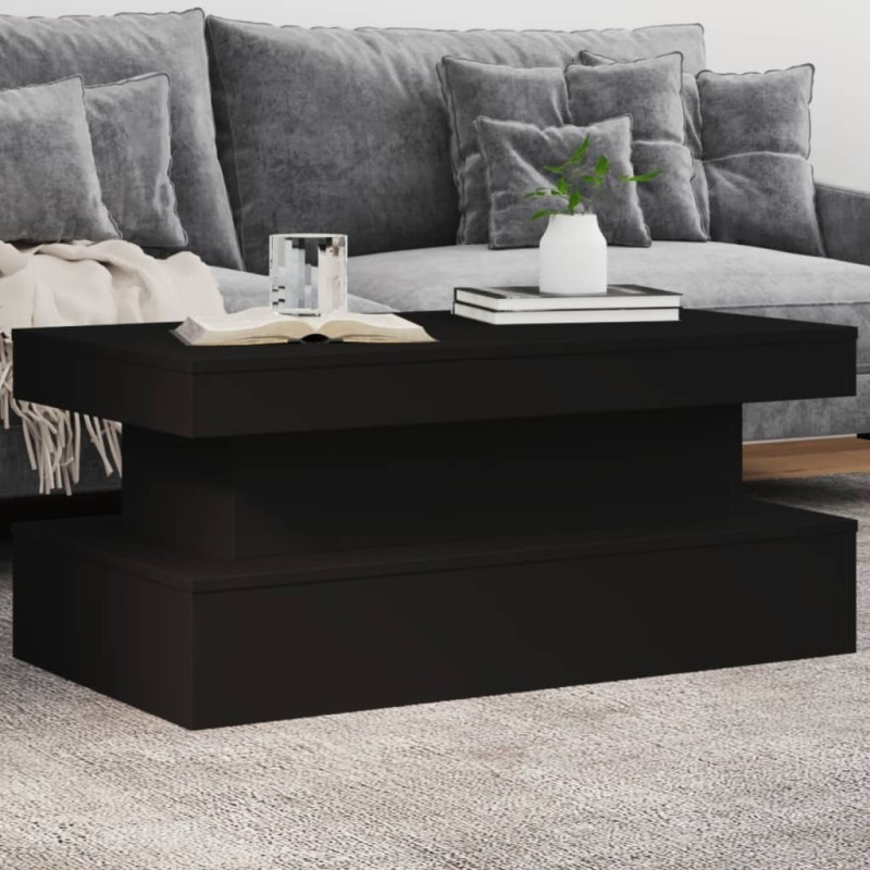 vidaXL Mesa de centro con luces LED negro 90x50x40 cm vidaXL Mesa de centro con luces LED negro 90x50x40 cm
