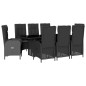 vidaXL Set de comedor de jardín 9 pzas y cojines ratán sintético negro vidaXL Set de comedor de jardín 9 pzas y cojines ratán sintético negro