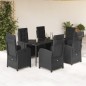 vidaXL Set de comedor de jardín 7 pzas y cojines ratán sintético negro vidaXL Set de comedor de jardín 7 pzas y cojines ratán sintético negro