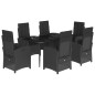 vidaXL Set de comedor de jardín 7 pzas y cojines ratán sintético negro vidaXL Set de comedor de jardín 7 pzas y cojines ratán sintético negro