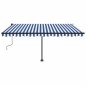 vidaXL Toldo de pie retráctil manual azul y blanco 450x300 cm vidaXL Toldo de pie retráctil manual azul y blanco 450x300 cm