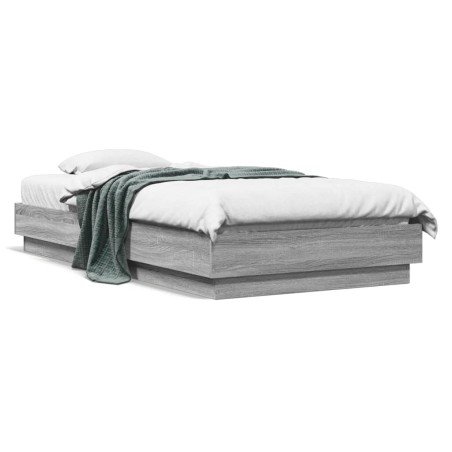 vidaXL Estructura de cama madera de ingeniería gris Sonoma 90x190 cm