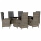 vidaXL Set comedor jardín 7 pzas y cojines ratán sintético gris