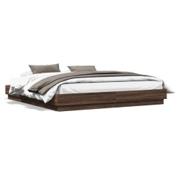 vidaXL Estructura de cama madera de ingeniería marrón roble 200x200 cm