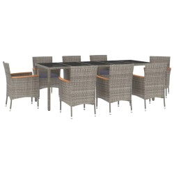 vidaXL Set comedor jardín 9 pzas y cojines ratán sintético gris