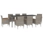 vidaXL Set comedor jardín 9 pzas y cojines ratán sintético gris vidaXL Set comedor jardín 9 pzas y cojines ratán sintético gris