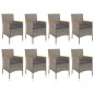 vidaXL Set comedor jardín 9 pzas y cojines ratán sintético gris vidaXL Set comedor jardín 9 pzas y cojines ratán sintético gris