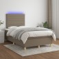 vidaXL Cama box spring con colchón y LED tela gris taupe 120x190 cm vidaXL Cama box spring con colchón y LED tela gris taupe 120x190 cm