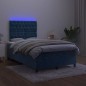 vidaXL Cama box spring colchón y LED terciopelo azul oscuro 120x190 cm vidaXL Cama box spring colchón y LED terciopelo azul oscuro 120x190 cm
