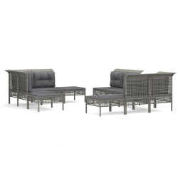 vidaXL Set de muebles de jardín 10 pzas y cojines ratán sintético gris