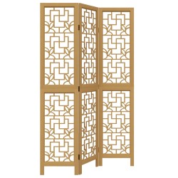 vidaXL Biombo separador de 3 paneles madera maciza paulownia marrón