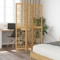vidaXL Biombo separador de 3 paneles madera maciza paulownia marrón vidaXL Biombo separador de 3 paneles madera maciza paulownia marrón