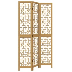 vidaXL Biombo separador de 3 paneles madera maciza paulownia marrón