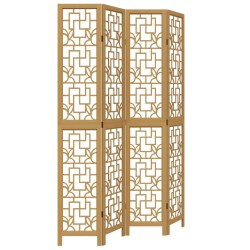 vidaXL Biombo separador de 4 paneles madera maciza paulownia marrón