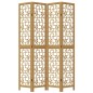 vidaXL Biombo separador de 4 paneles madera maciza paulownia marrón vidaXL Biombo separador de 4 paneles madera maciza paulownia marrón