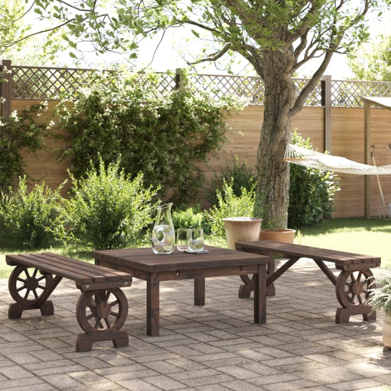 vidaXL Bancos de jardín 2 unidades madera maciza de abeto vidaXL Bancos de jardín 2 unidades madera maciza de abeto