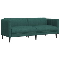 vidaXL Sofá de 3 plazas tela verde oscuro