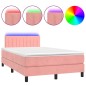 vidaXL Cama box spring con colchón y LED terciopelo rosa 120x190 cm vidaXL Cama box spring con colchón y LED terciopelo rosa 120x190 cm