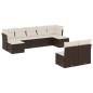 vidaXL Set de sofás de jardín 9 pzas y cojines ratán sintético marrón vidaXL Set de sofás de jardín 9 pzas y cojines ratán sintético marrón