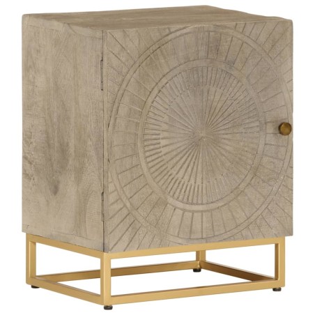 vidaXL Mesita de noche madera maciza de mango y hierro 40x30x50 cm