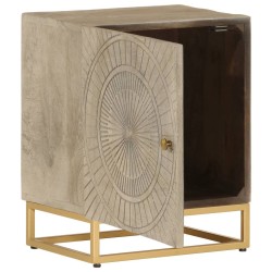 vidaXL Mesita de noche madera maciza de mango y hierro 40x30x50 cm
