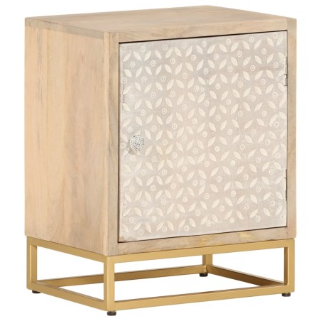 vidaXL Mesita de noche madera maciza de mango y hierro 40x30x50 cm