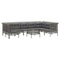 vidaXL Set de muebles de jardín 9 pzas y cojines ratán sintético gris vidaXL Set de muebles de jardín 9 pzas y cojines ratán sintético gris
