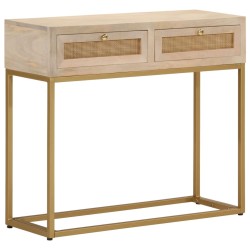 vidaXL Mesa consola madera maciza de mango y hierro 90x30x76 cm