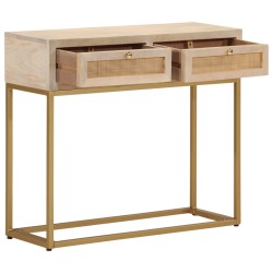 vidaXL Mesa consola madera maciza de mango y hierro 90x30x76 cm