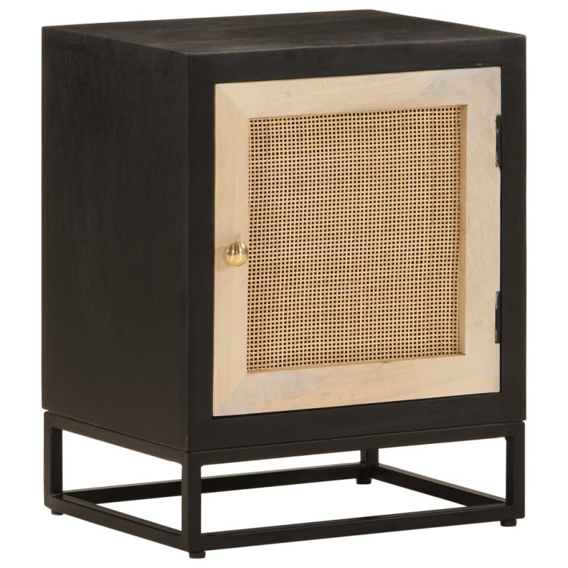 vidaXL Mesita de noche madera maciza mango y hierro negro 40x30x50 cm vidaXL Mesita de noche madera maciza mango y hierro negro 40x30x50 cm