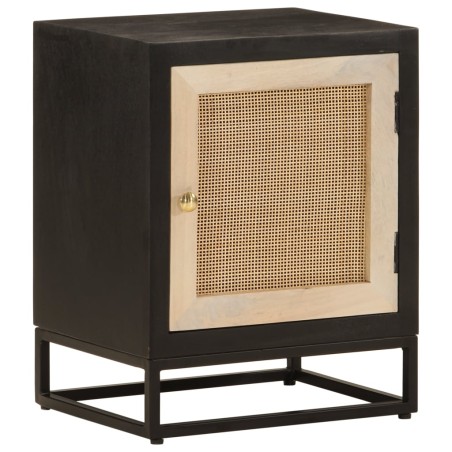 vidaXL Mesita de noche madera maciza mango y hierro negro 40x30x50 cm