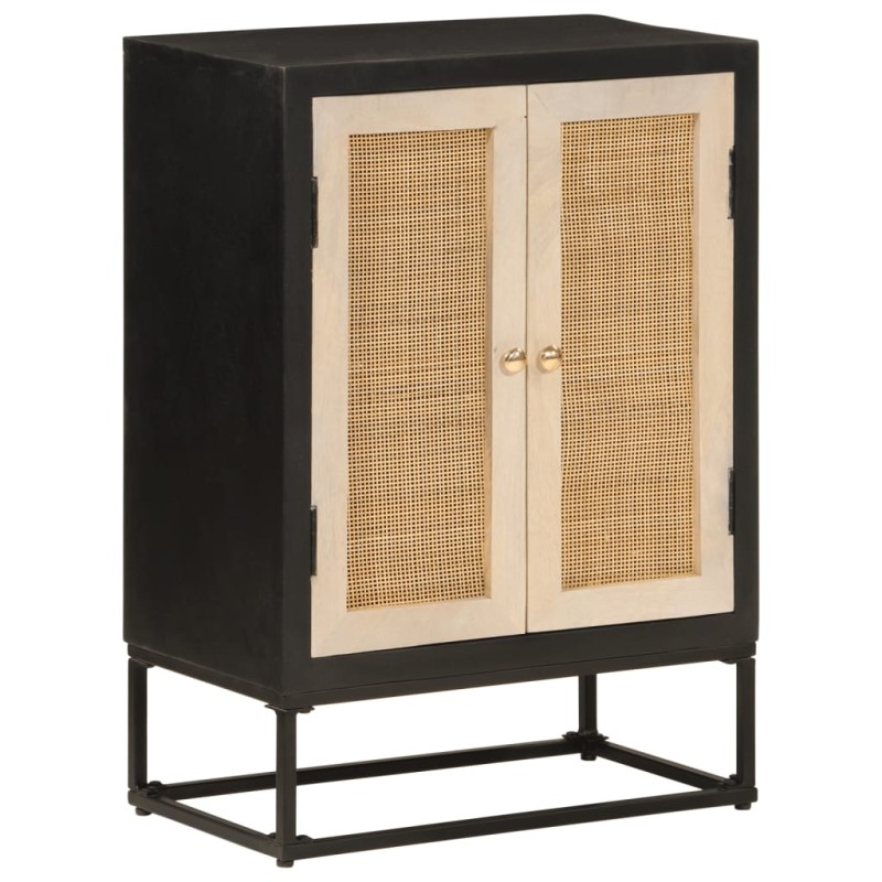 vidaXL Aparador de hierro y madera maciza de mango negro 55x30x76 cm vidaXL Aparador de hierro y madera maciza de mango negro 55x30x76 cm