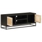 vidaXL Mueble de TV madera maciza de mango y hierro negro 110x30x40 cm vidaXL Mueble de TV madera maciza de mango y hierro negro 110x30x40 cm